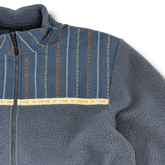 Prana Hurricane FZ Fleece Zip Up Jacket Mens Sz XXL Blue Stormy Night Geo Print - Picture 2 of 9